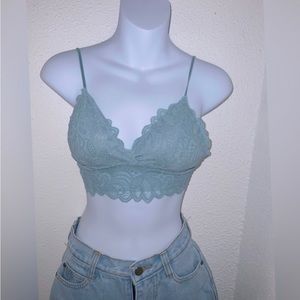 Blue lace bra